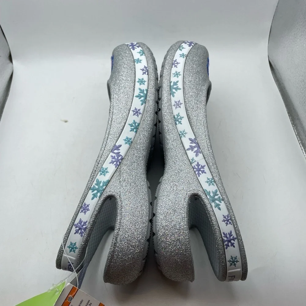 NEW! Crocs X Disney Frozen Genna II girls silver sparkly flats size 5Y